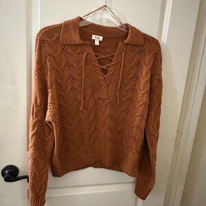 ANA Cable Knit Lace-Up Sweater – New with Tags